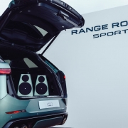 range rover trunk opened to reveal speakers
